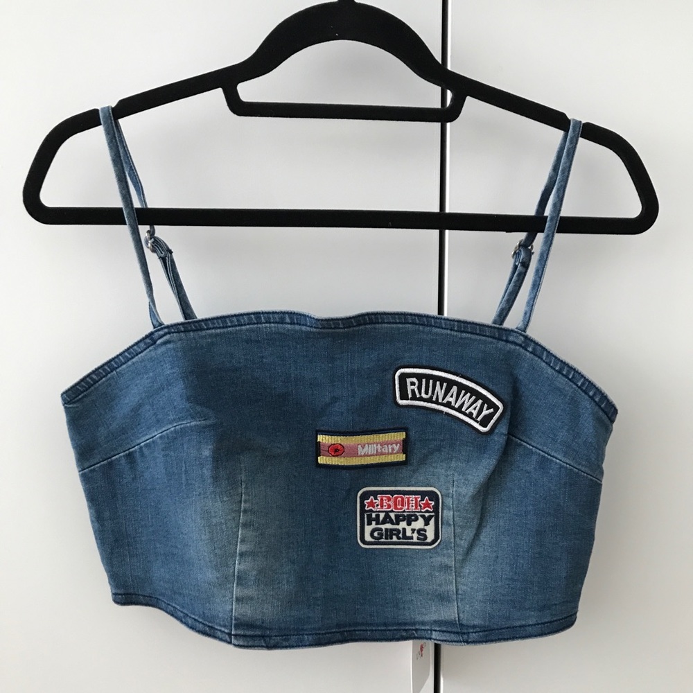 Latiste denim cropped top with zipper